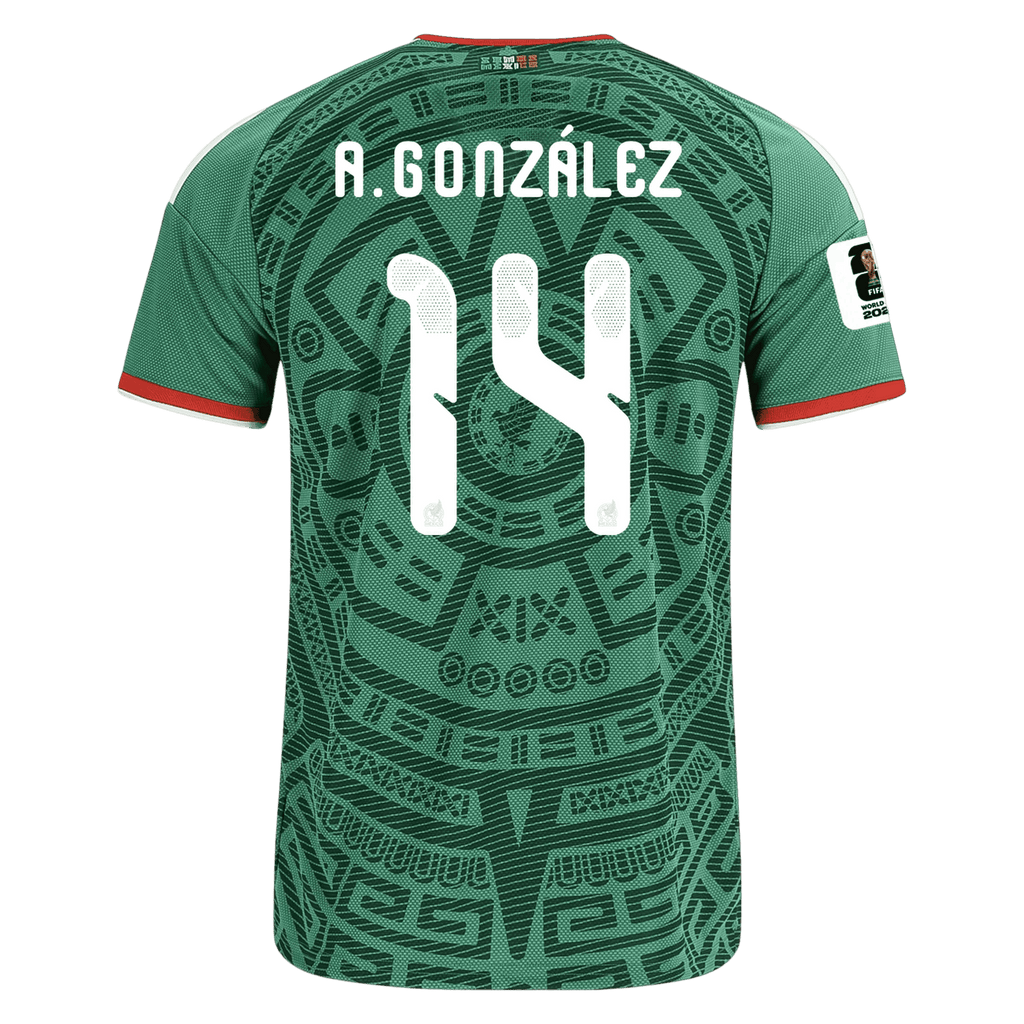 Mexico A. GONZALEZ #14 Home World Cup 2026 Jersey Green Men's
