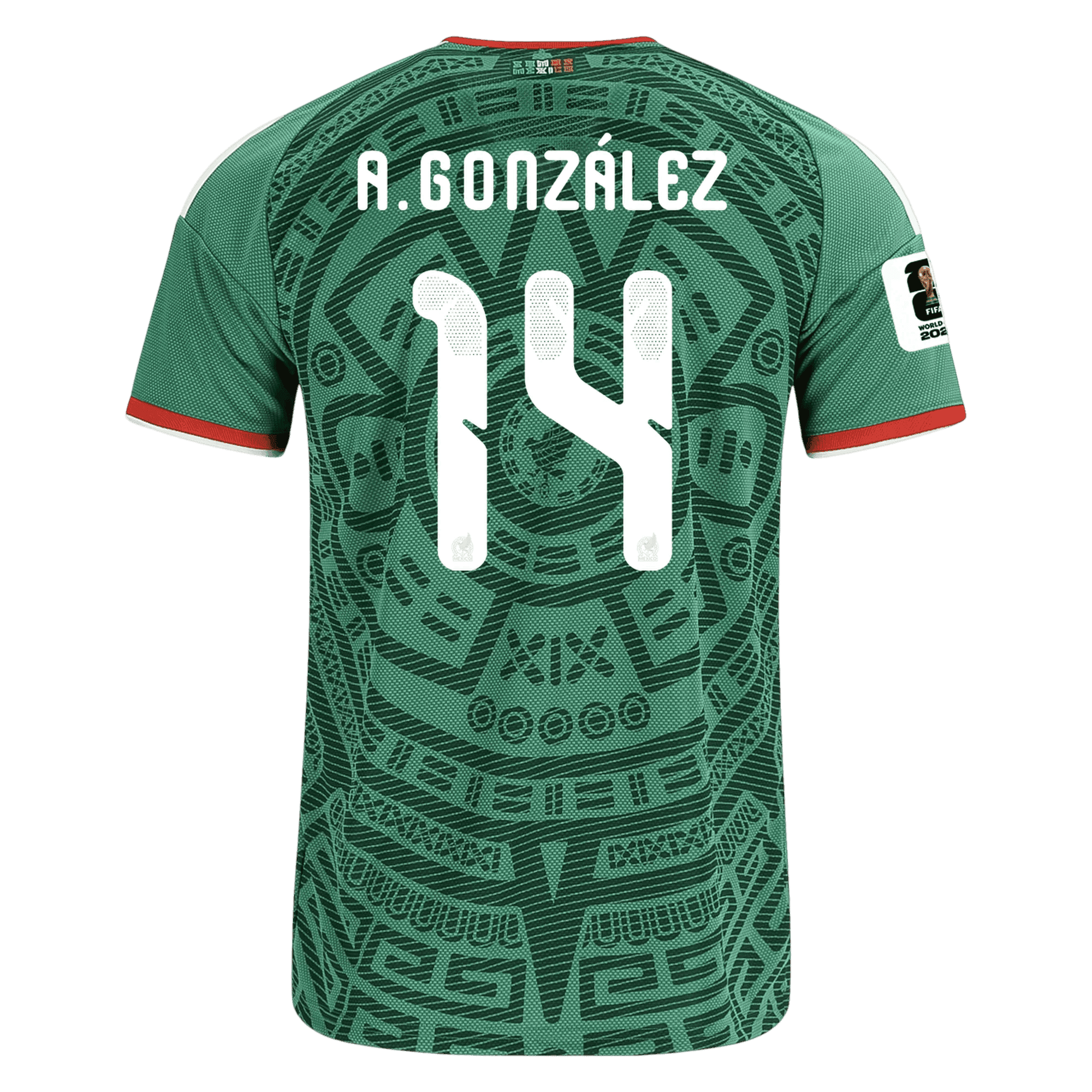Mexico A. GONZALEZ #14 Home World Cup 2026 Jersey Green Men's