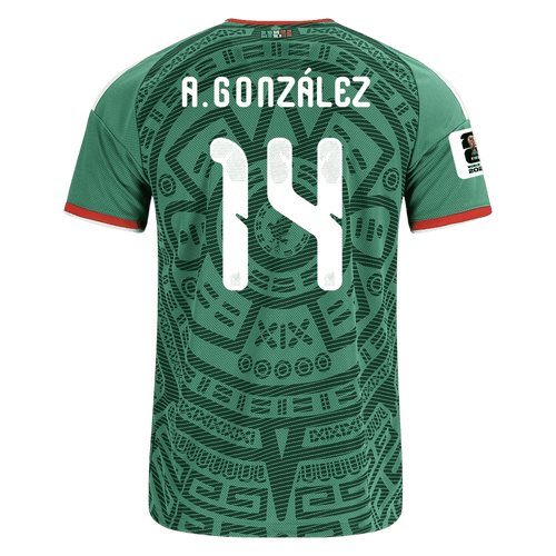 Mexico A. GONZALEZ #14 Home World Cup 2026 Jersey Green Men's