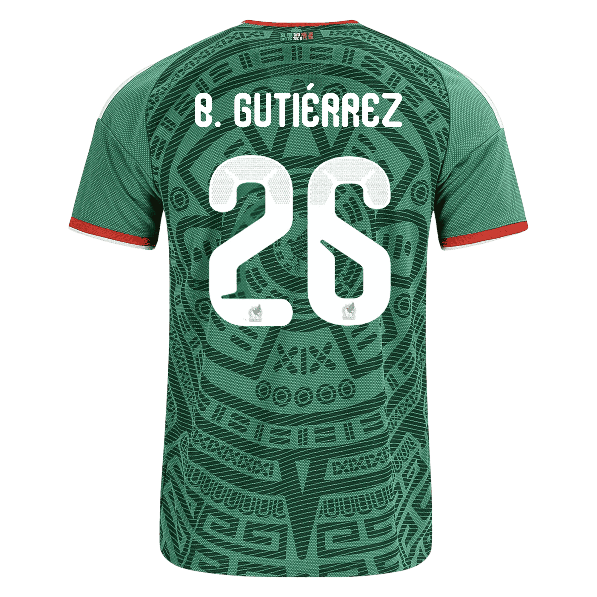 Mexico B. GUTIERREZ #26 Home World Cup 2026 Jersey Green Men's