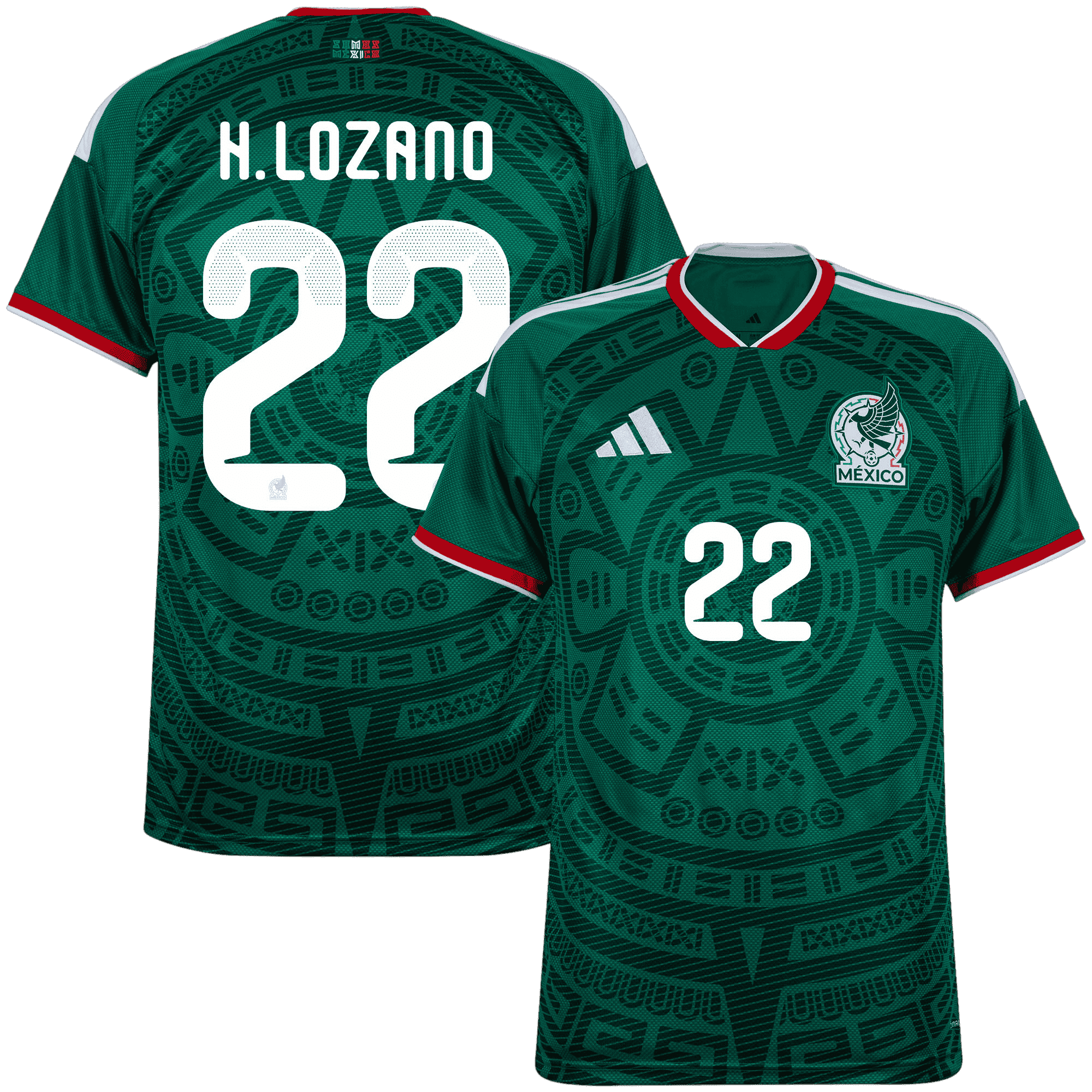 Mexico H.LOZANO #22 Home World Cup 2026 Jersey Green Men's