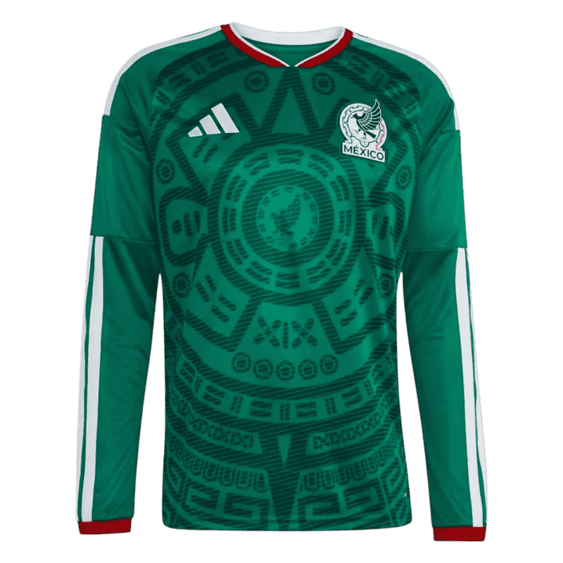 Mexico Home World Cup 2026 Long Sleeve Jersey Green Men's