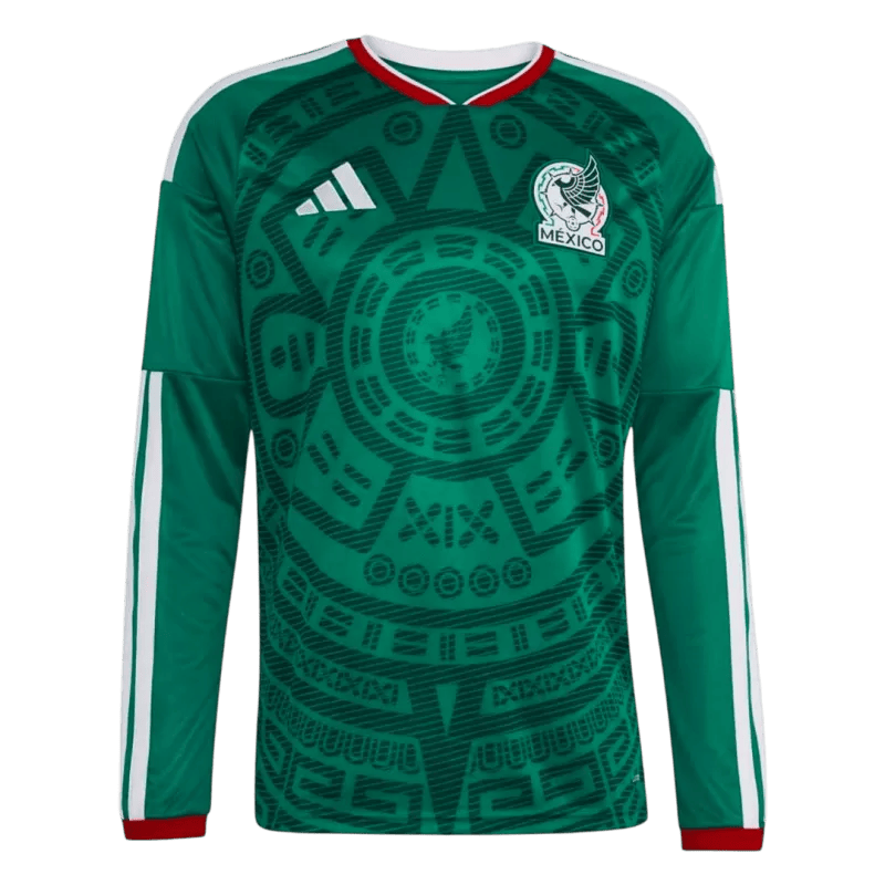 Mexico Home World Cup 2026 Long Sleeve Jersey Green Men's