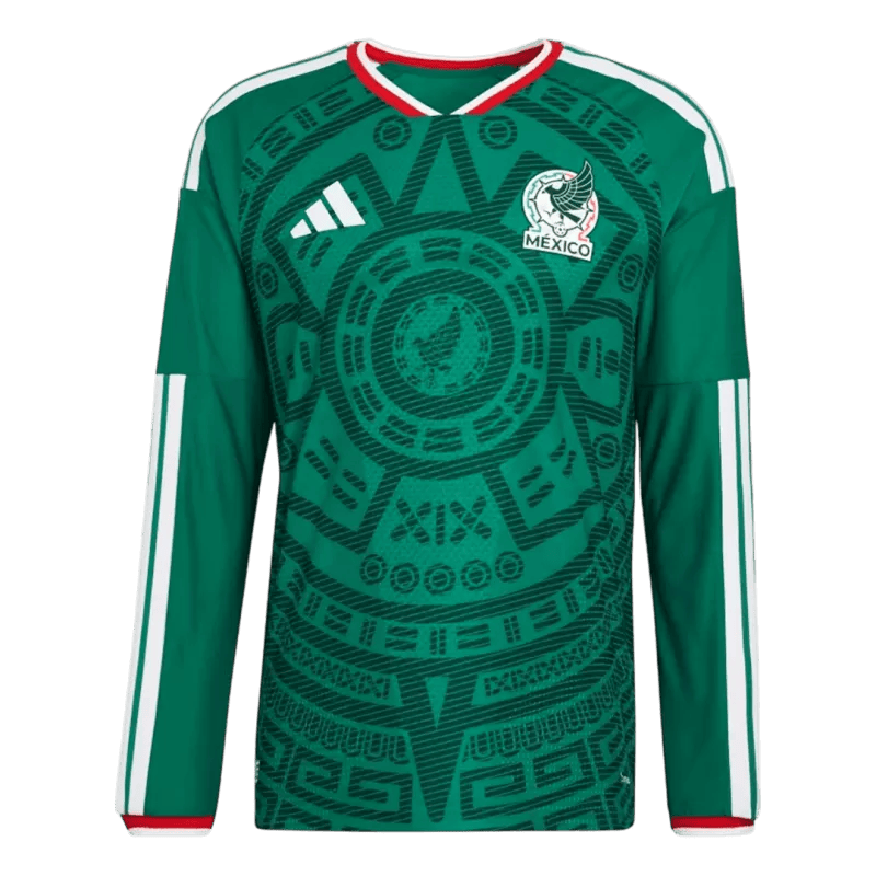Mexico Home World Cup 2026 Long Sleeve Jersey Player's Version Green Men's