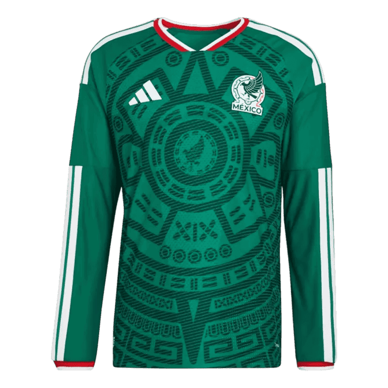 Mexico Home World Cup 2026 Long Sleeve Jersey Player's Version Green Men's