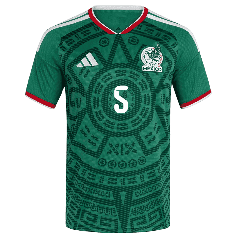 Mexico J. VASQUEZ #5 Home World Cup 2026 Jersey Green Men's