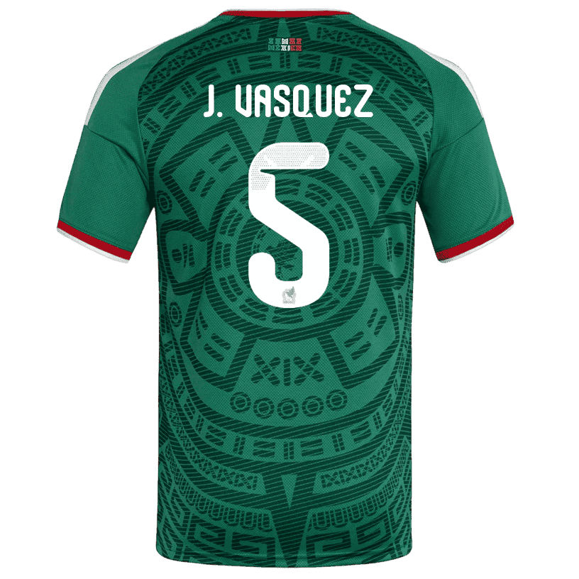 Mexico J. VASQUEZ #5 Home World Cup 2026 Jersey Green Men's