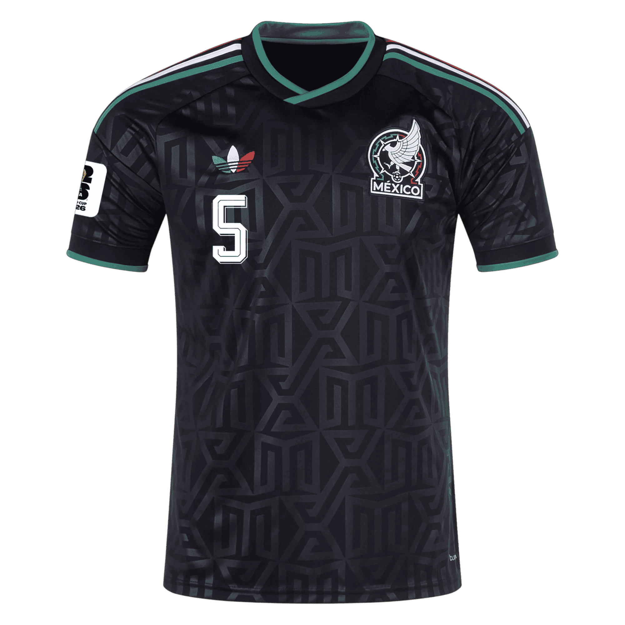 Mexico J. VASQUEZ #5 Third World Cup 2026 Jersey Black Men's