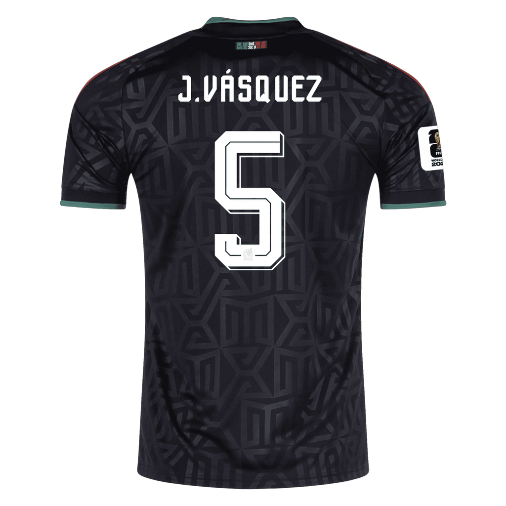 Mexico J. VASQUEZ #5 Third World Cup 2026 Jersey Black Men's