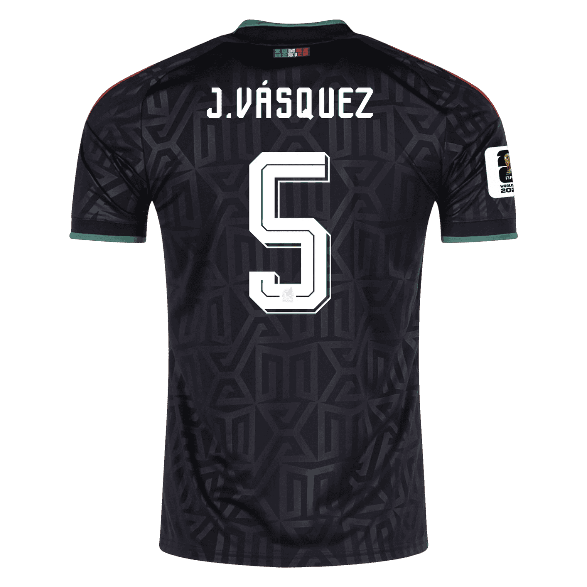 Mexico J. VASQUEZ #5 Third World Cup 2026 Jersey Black Men's