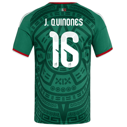 Mexico QUINONES #16 Home World Cup 2026 Jersey Green Men's