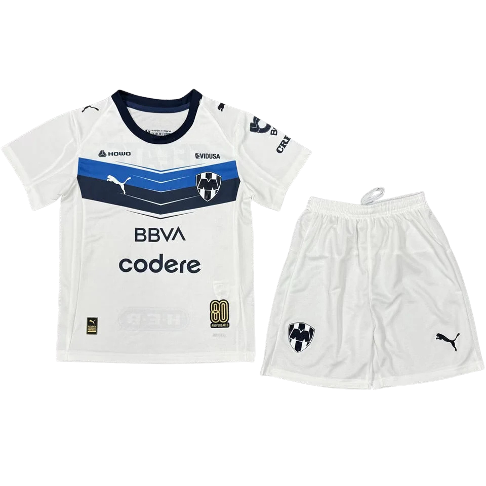 Monterrey Away 2025/26 Kit White Kids