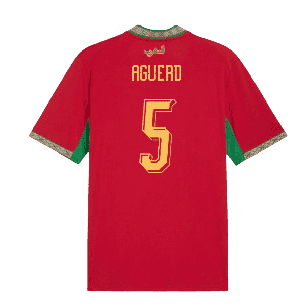 Morocco AGUERD #5 Home World Cup 2026 Jersey Red Men's