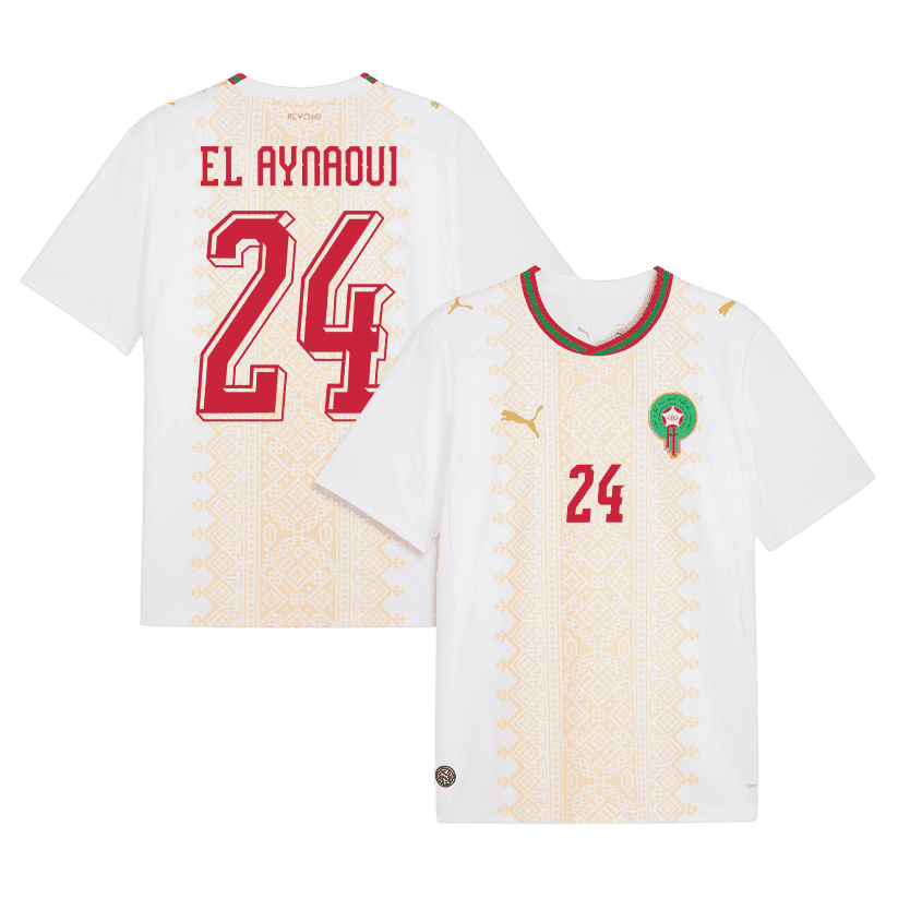 Morocco EL AYNAOUI #24 Away World Cup 2026 Jersey White Men's