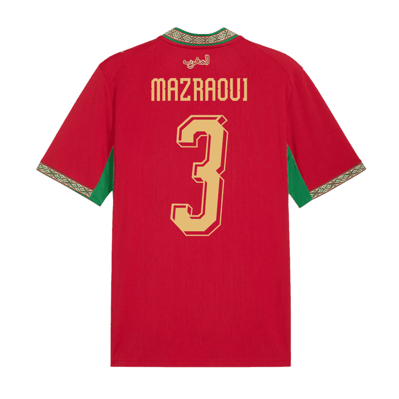 Morocco MAZRAOUI #3 Home World Cup 2026 Jersey Red Men's