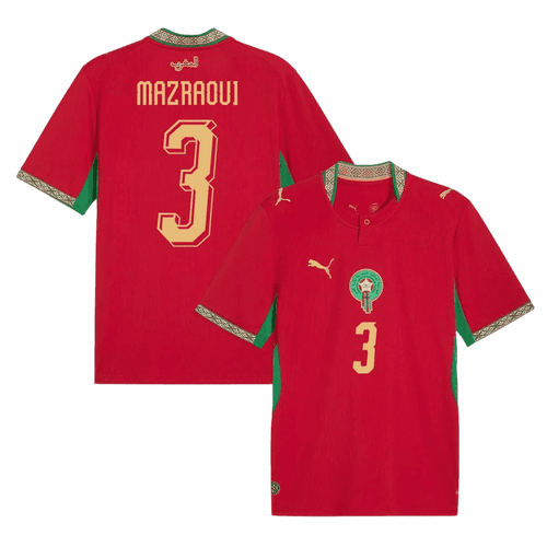 Morocco MAZRAOUI #3 Home World Cup 2026 Jersey Red Men's