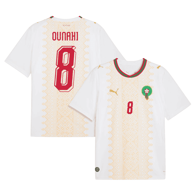 Morocco OUNAHI #8 Away World Cup 2026 Jersey White Men's