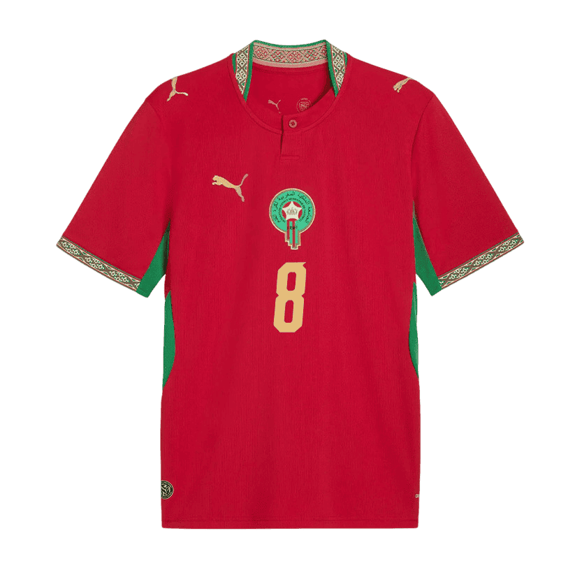 Morocco OUNAHI #8 Home World Cup 2026 Jersey Red Men's