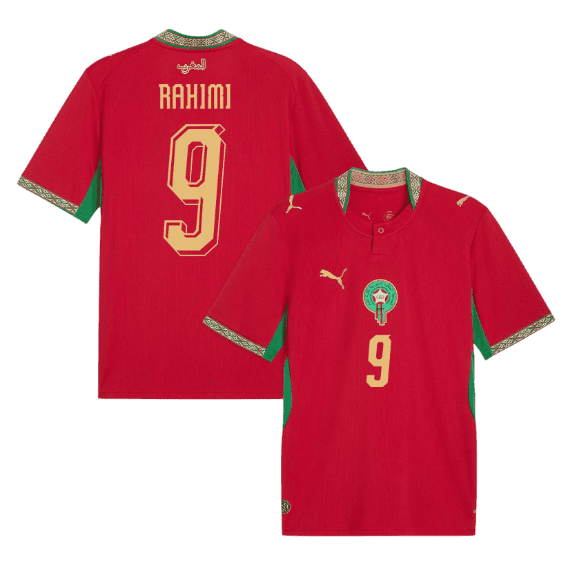 Morocco RAHIMI #9 Home World Cup 2026 Jersey Red Men's