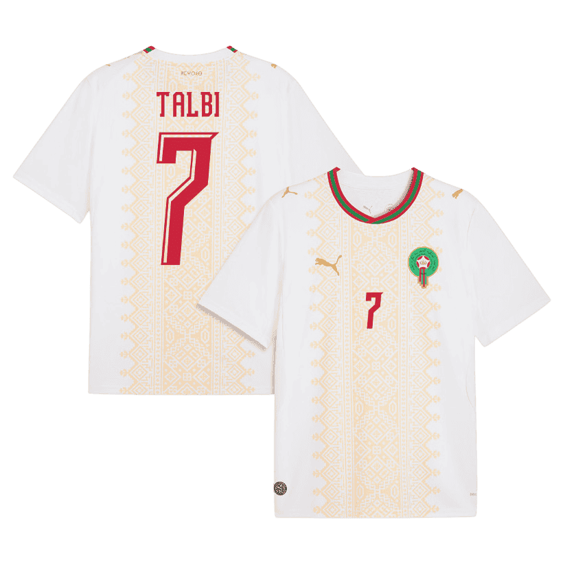 Morocco TALBI #7 Away World Cup 2026 Jersey White Men's
