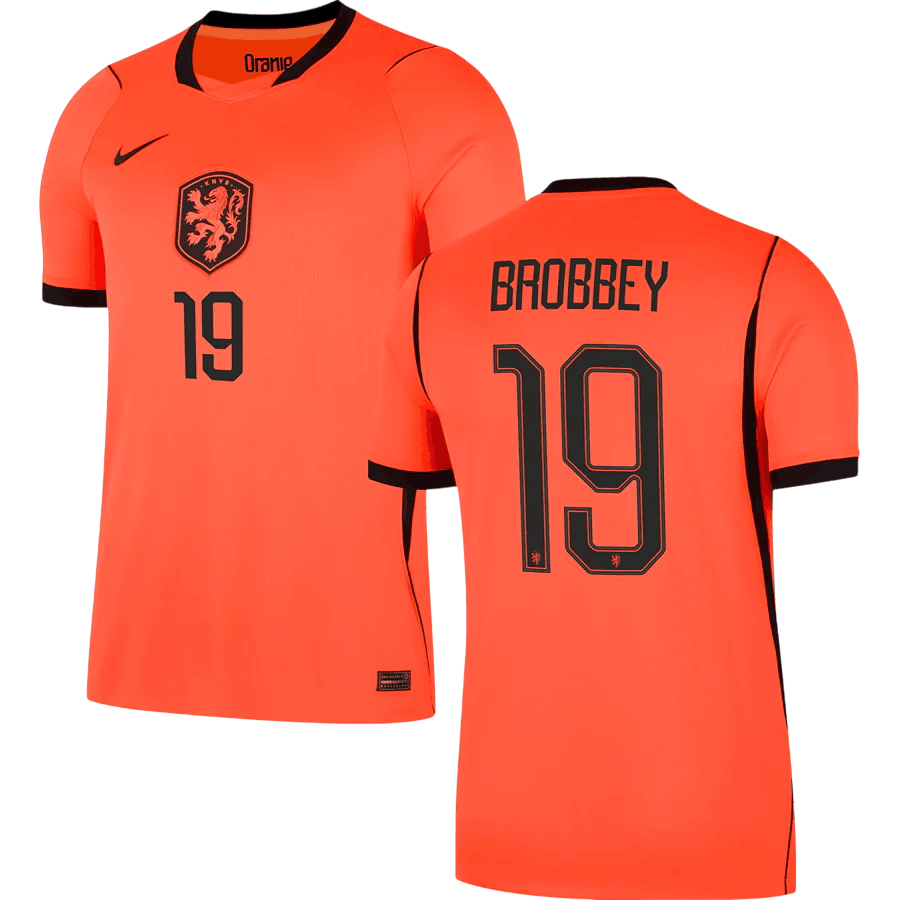 Netherlands BROBBEY #19 Home World Cup 2026 Jersey Orange Men's