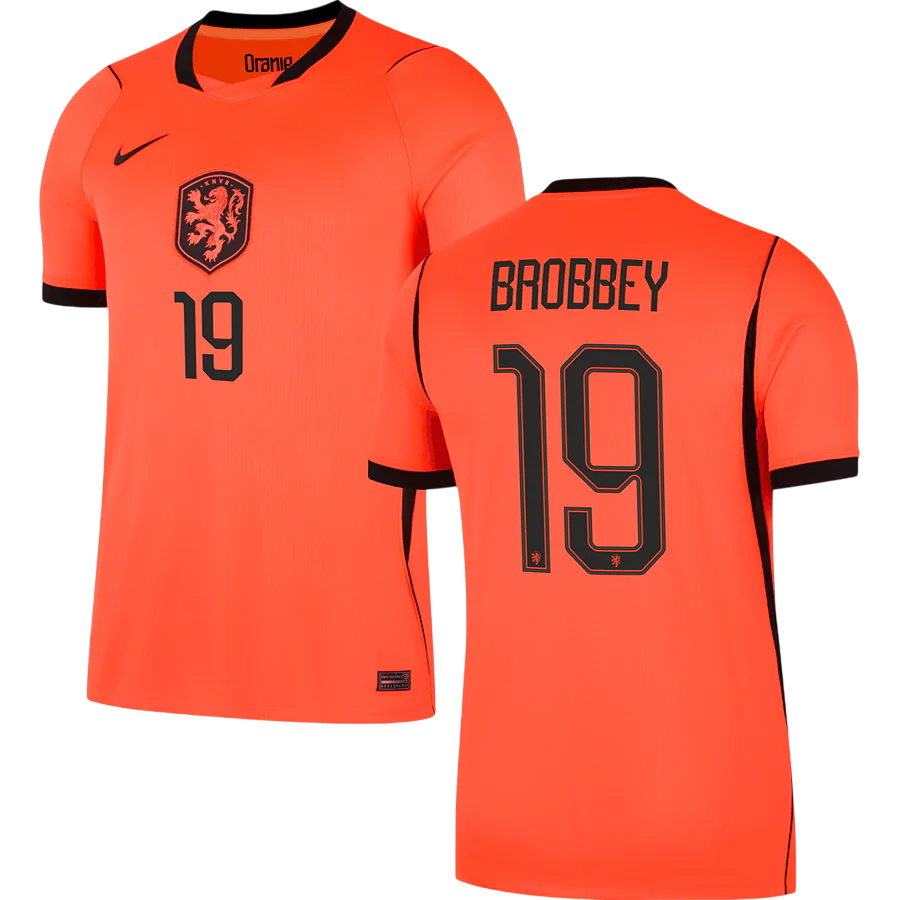 Netherlands BROBBEY #19 Home World Cup 2026 Jersey Orange Men's