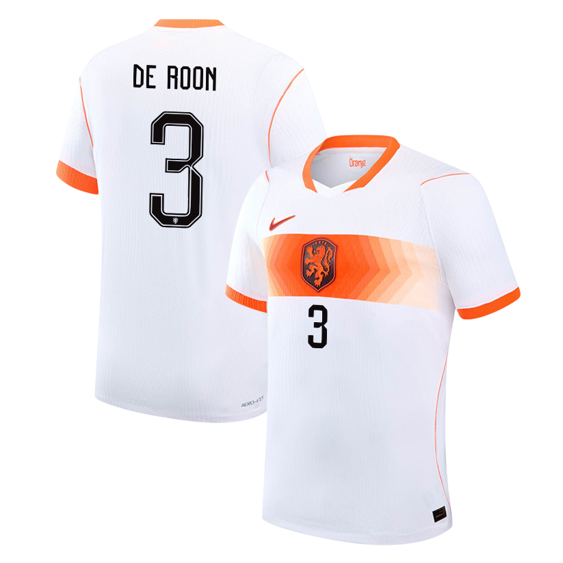 Netherlands DE ROON #3 Away World Cup 2026 Jersey White Men's