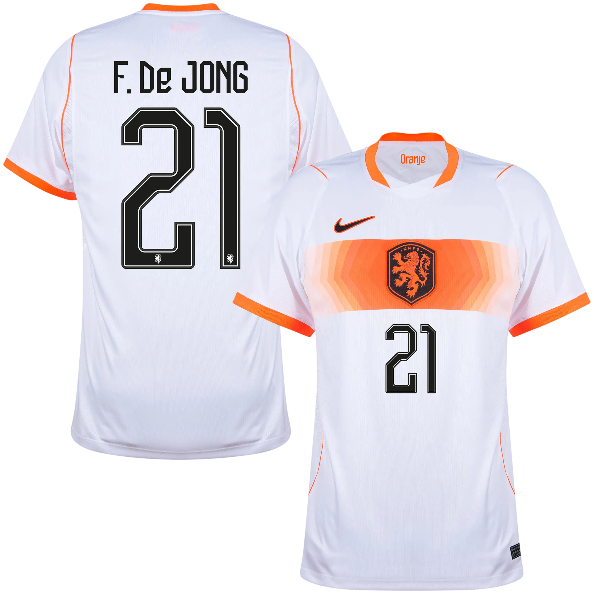 Netherlands F. De JONG #21 Away World Cup 2026 Jersey White Men's