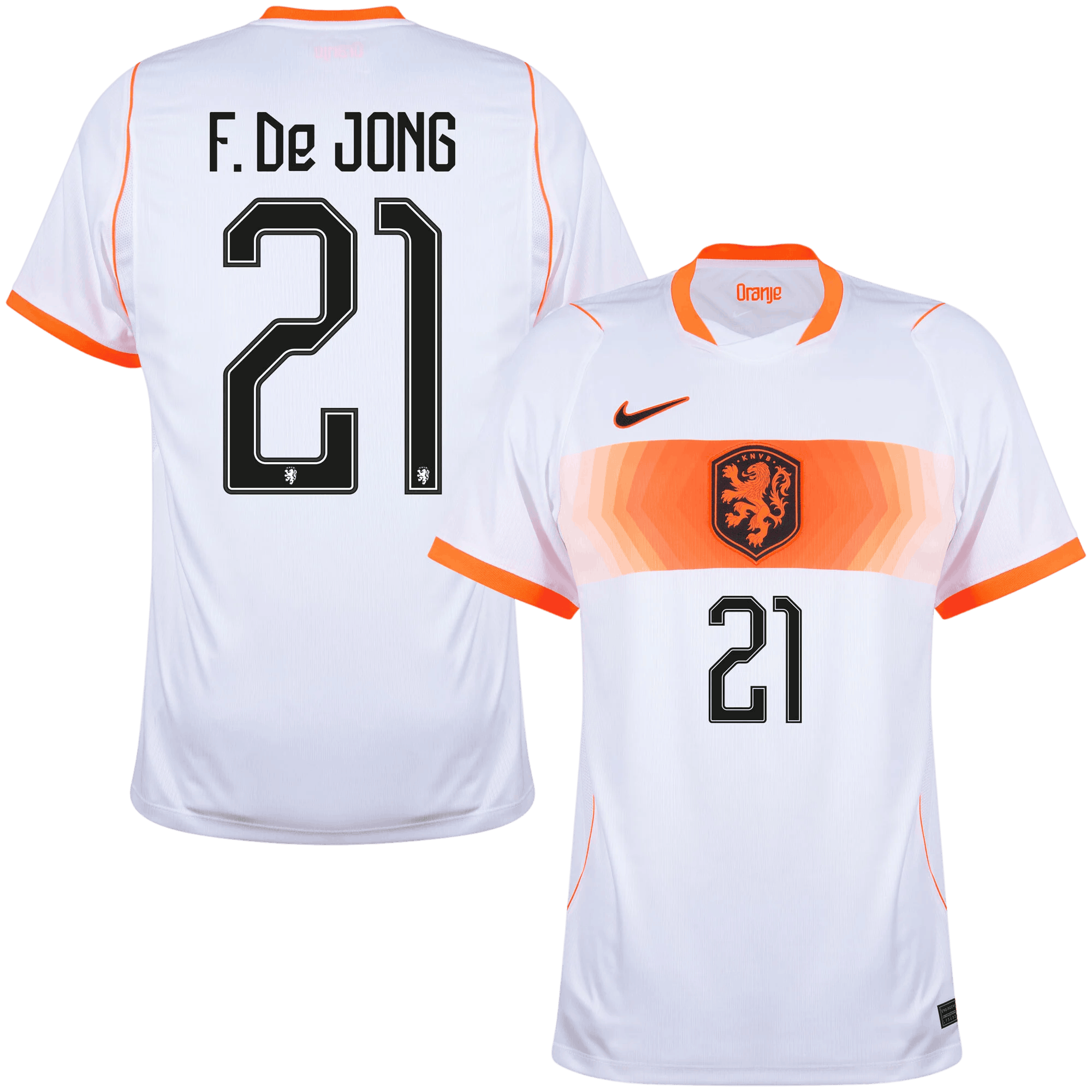 Netherlands F. De JONG #21 Away World Cup 2026 Jersey White Men's