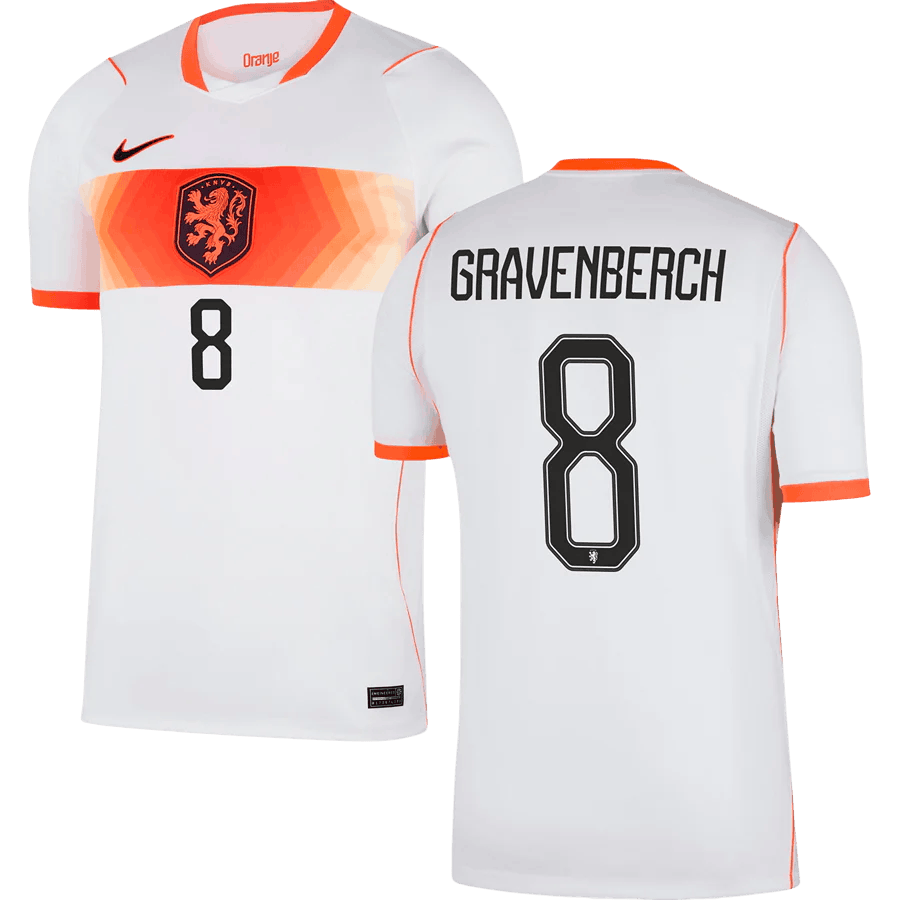 Netherlands GRAVENBERCH #8 Away World Cup 2026 Jersey White Men's