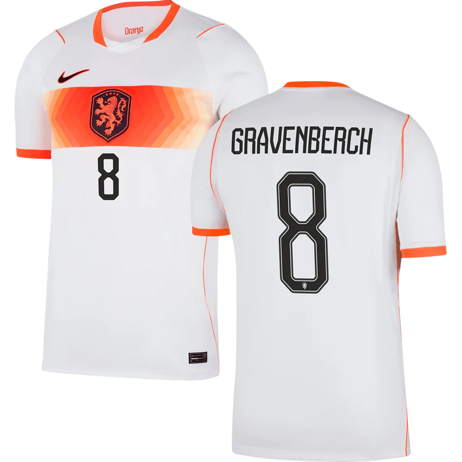 Netherlands GRAVENBERCH #8 Away World Cup 2026 Jersey White Men's