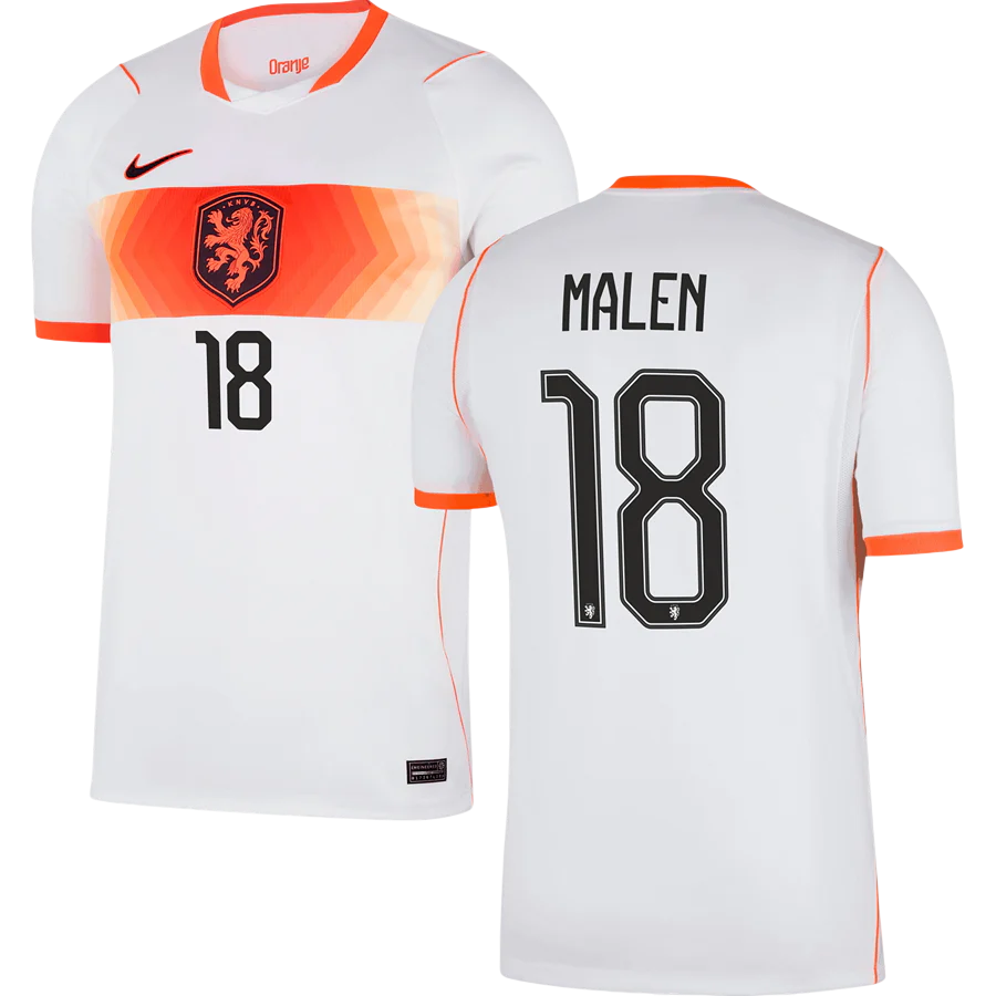Netherlands MALEN #18 Away World Cup 2026 Jersey White Men's