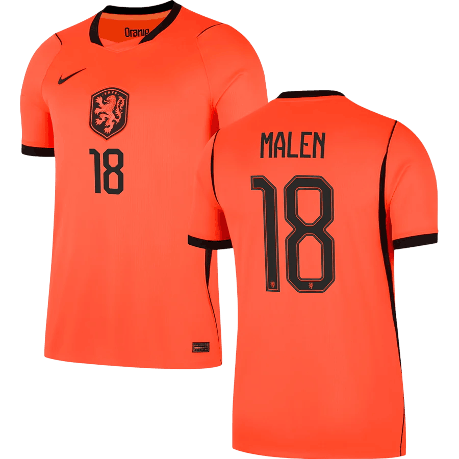 Netherlands MALEN #18 Home World Cup 2026 Jersey Orange Men's