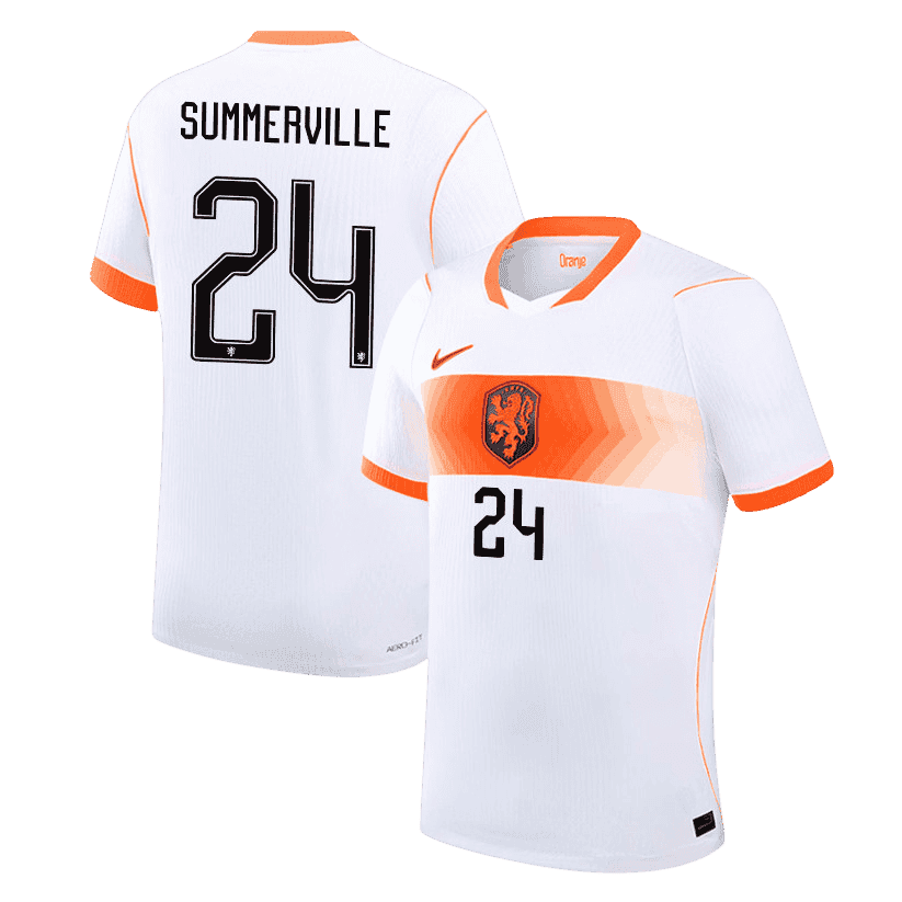 Netherlands SUMMERVILLE #24 Away World Cup 2026 Jersey White Men's