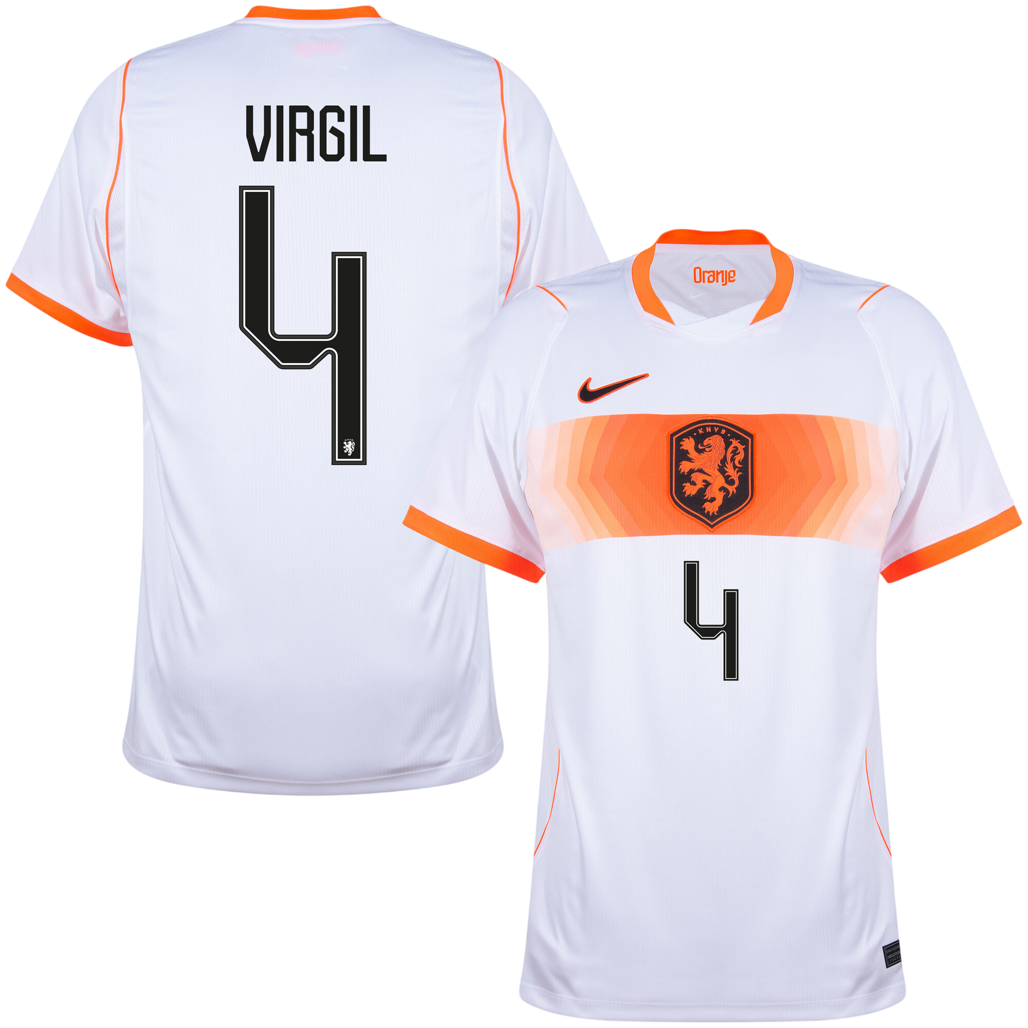 Netherlands VIRGIL #4 Away World Cup 2026 Jersey White Men's