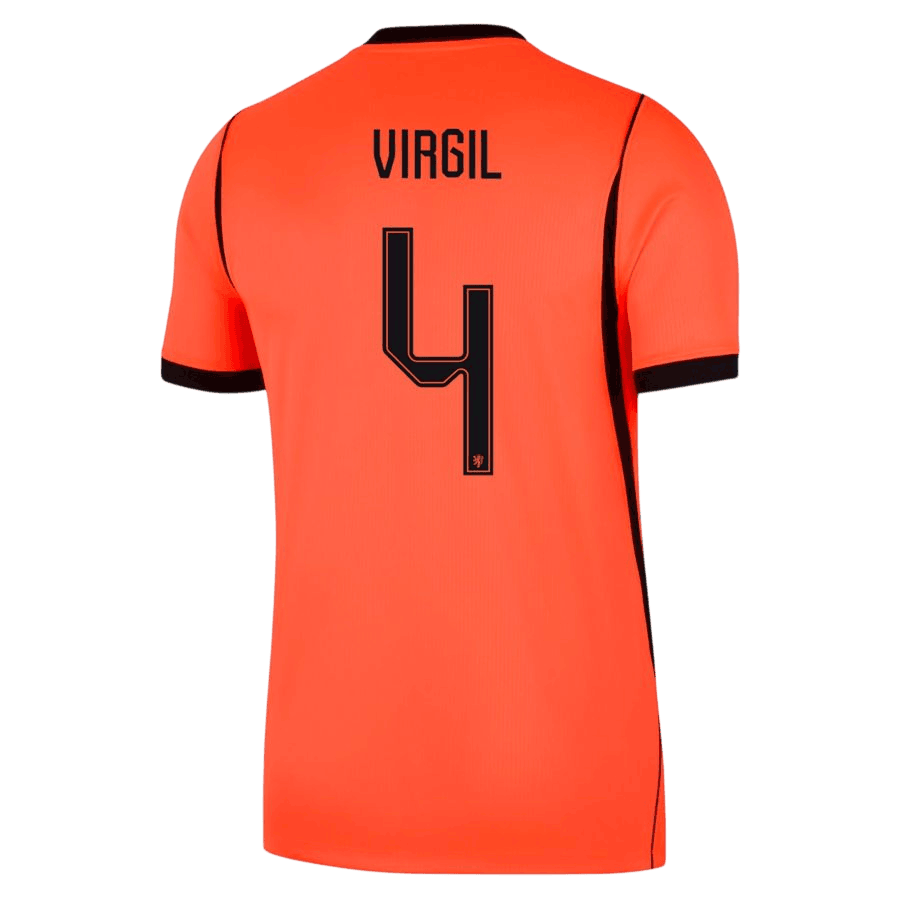 Netherlands VIRGIL #4 Home World Cup 2026 Jersey Orange Men's