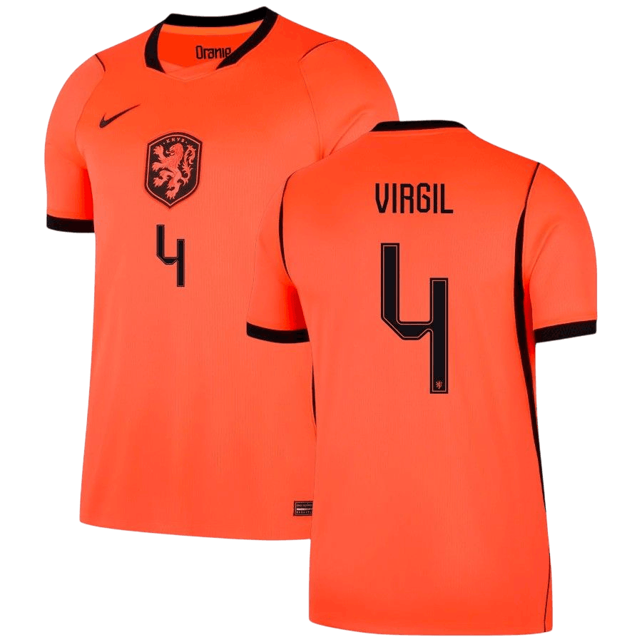 Netherlands VIRGIL #4 Home World Cup 2026 Jersey Orange Men's