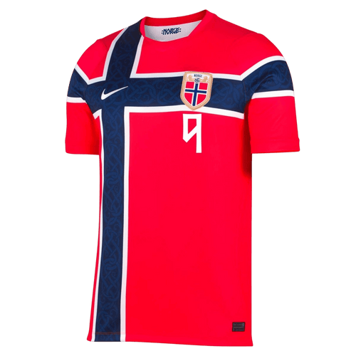 Norway BRAUT HAALAND #9 Home World Cup 2026 Jersey Player's Version Red Men's