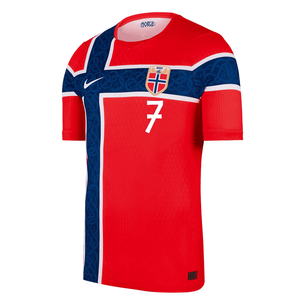 Norway SØRLOTH #7 Home World Cup 2026 Jersey Player's Version Red Men's