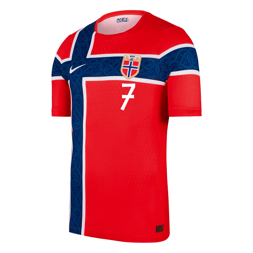 Norway SØRLOTH #7 Home World Cup 2026 Jersey Player's Version Red Men's