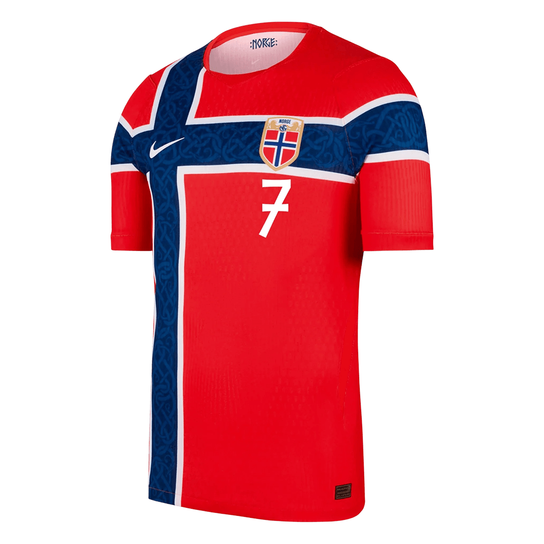 Norway SØRLOTH #7 Home World Cup 2026 Jersey Player's Version Red Men's