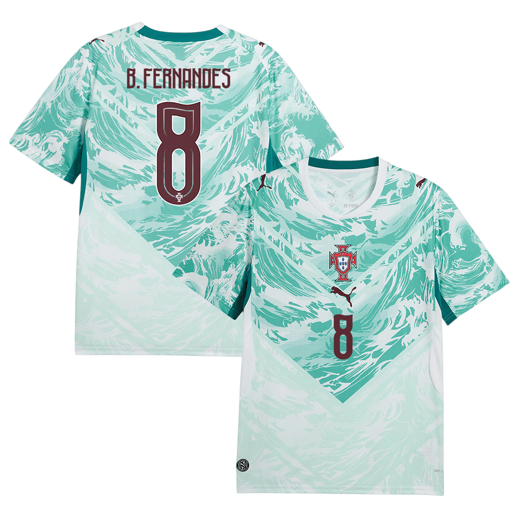 Portugal B. FERNANDES #8 Away World Cup 2026 Jersey White & Blue Men's