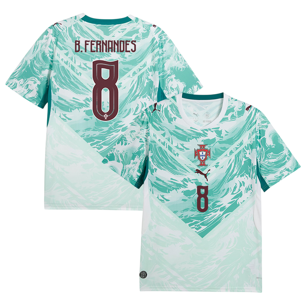 Portugal B. FERNANDES #8 Away World Cup 2026 Jersey White & Blue Men's