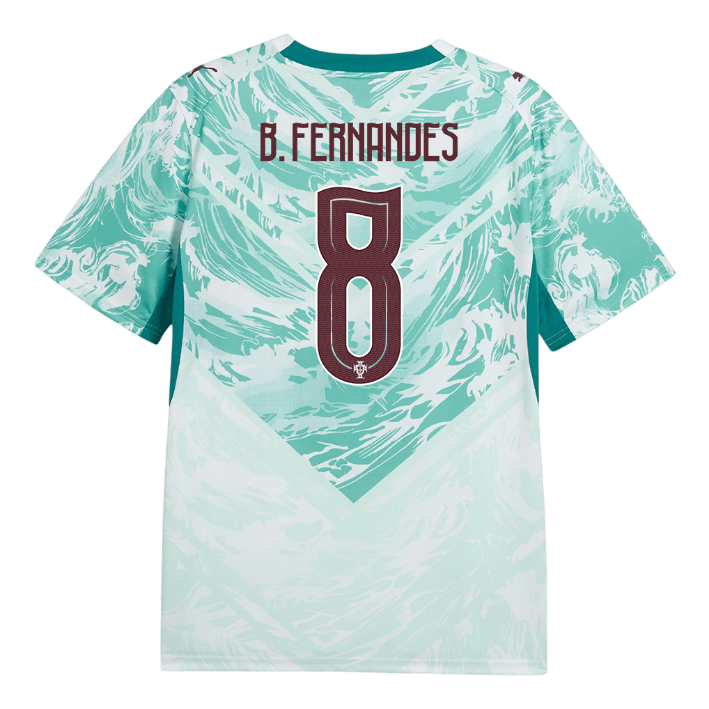 Portugal B. FERNANDES #8 Away World Cup 2026 Jersey White & Blue Men's