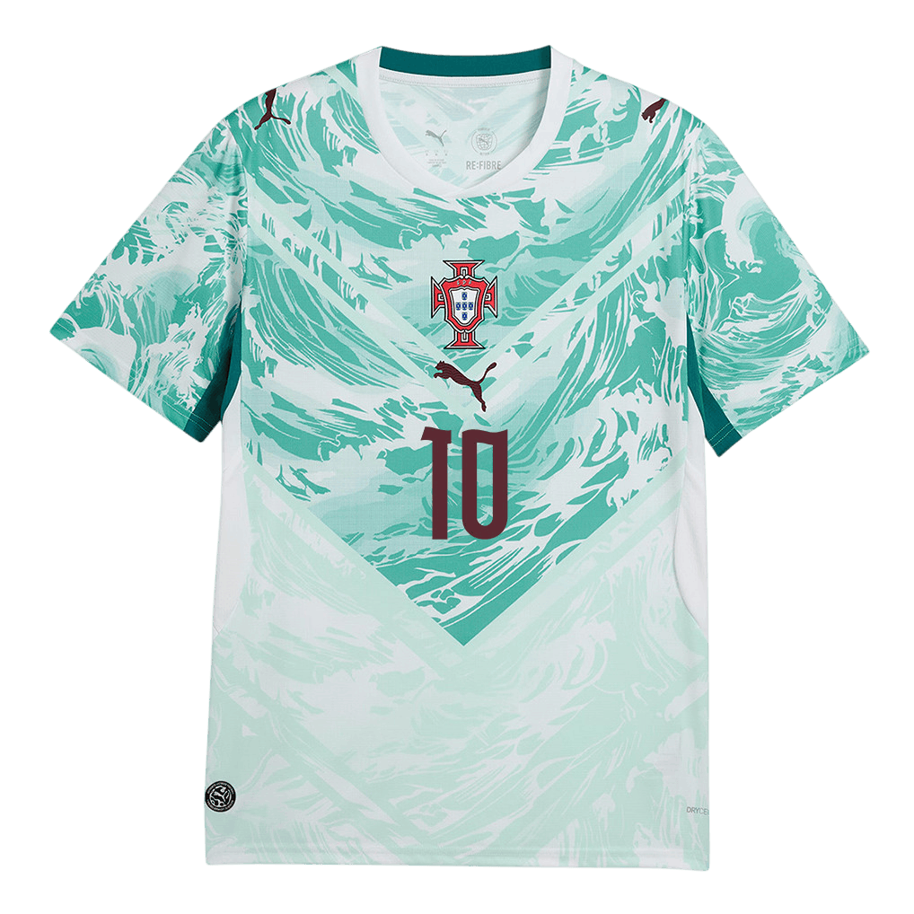 Portugal BERNARDO #10 Away World Cup 2026 Jersey White & Blue Men's