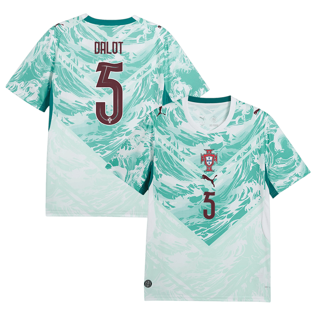 Portugal DALOT #5 Away World Cup 2026 Jersey White & Blue Men's