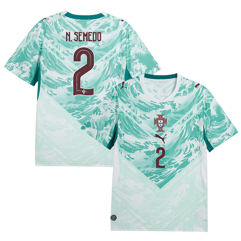 Portugal N. SEMEDO #2 Away World Cup 2026 Jersey White & Blue Men's