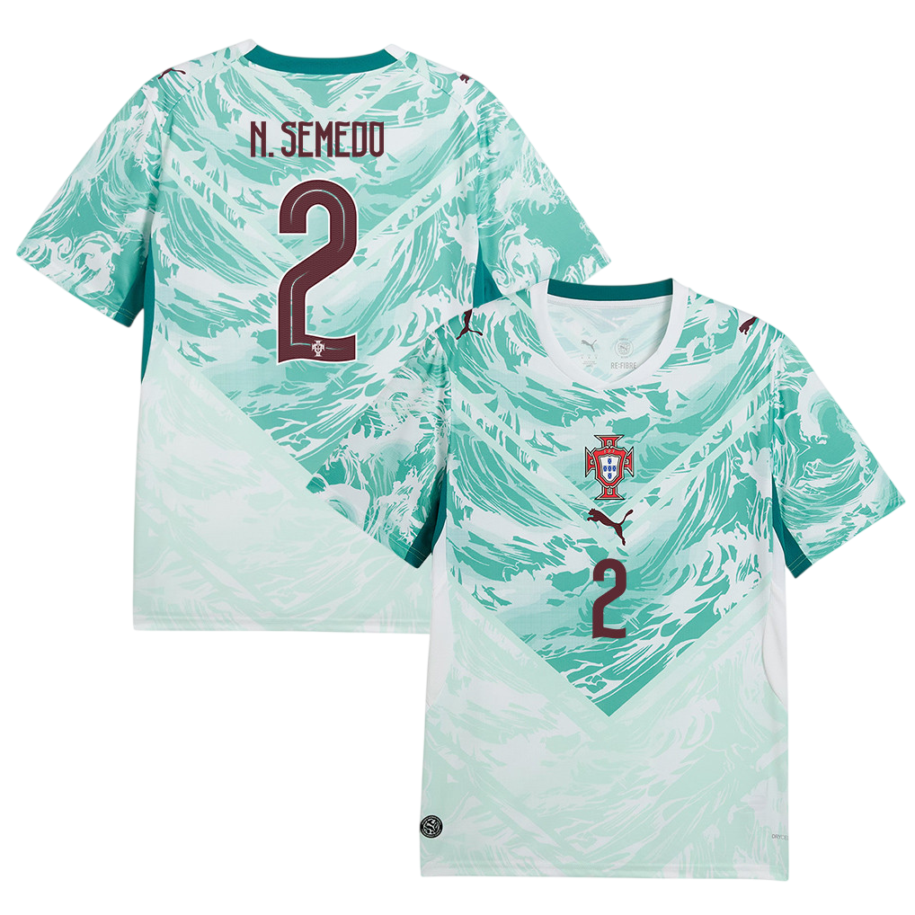 Portugal N. SEMEDO #2 Away World Cup 2026 Jersey White & Blue Men's