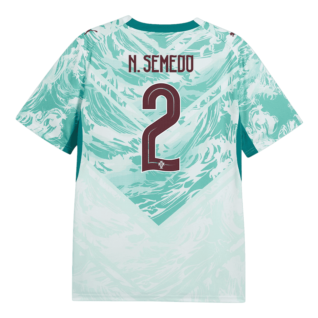 Portugal N. SEMEDO #2 Away World Cup 2026 Jersey White & Blue Men's