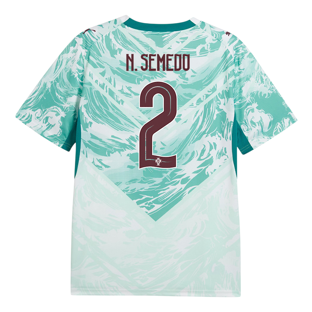 Portugal N. SEMEDO #2 Away World Cup 2026 Jersey White & Blue Men's